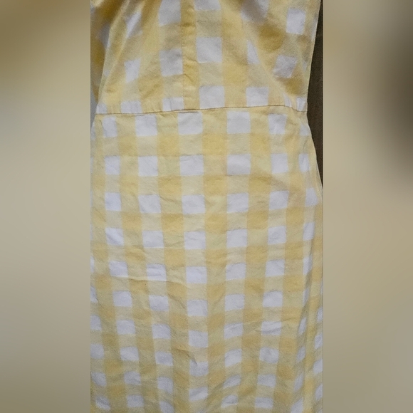 MANGO Gingham Check Bow Mini Thin Strap Dress In Butter Yellow/white. Size SM - Picture 11 of 16